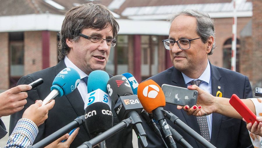 Puigdemont y Torra comparecen ante la prensa en Waterloo (EFE)
