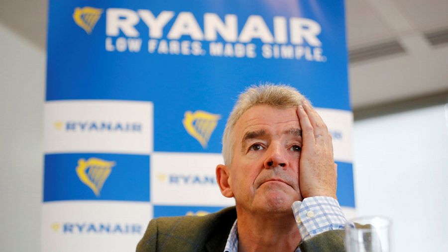 El CEO de Ryanair, Michael O'Leary, en una conferencia de prensa en Londres el pasado 12 de septiembre