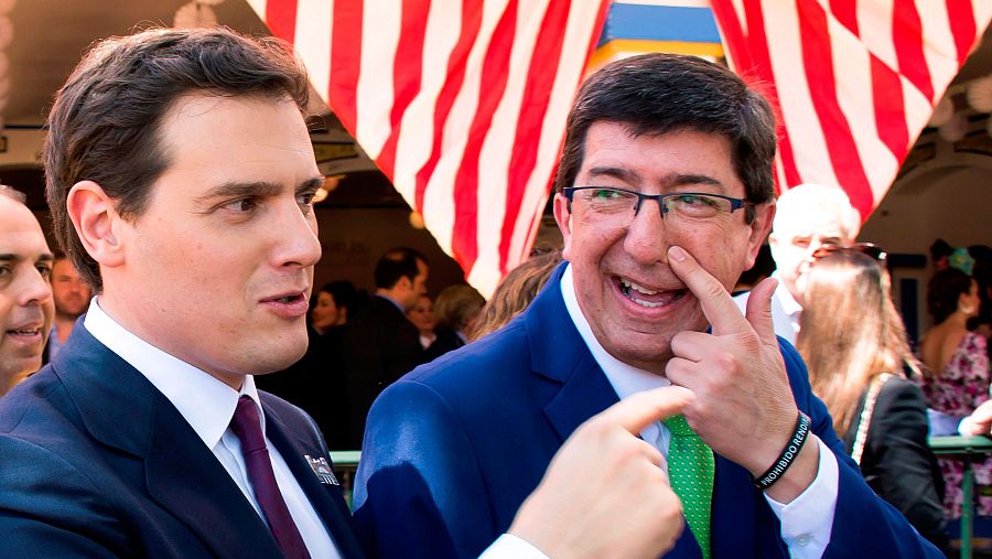 Rivera, en la Feria de Abril junto con Marín