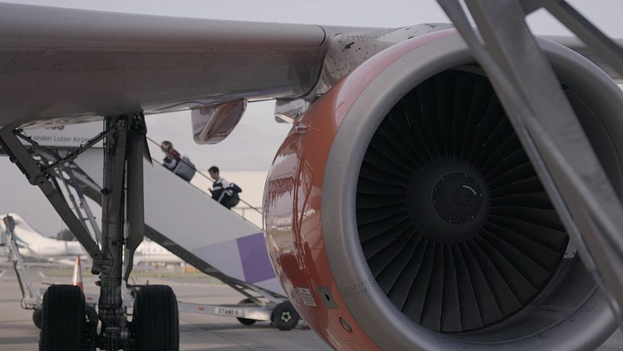 Una turbina de una aeronave convencional