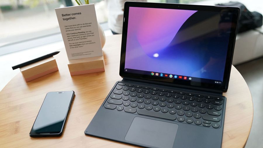 Vista de la tableta híbrida Google Pixel Slate.