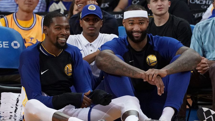 Kevin Durant y DeMarcus Cousins, en un partido de pretemporada