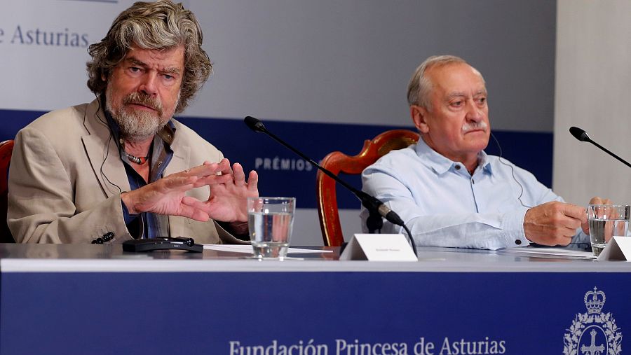 Los alpinistas Reinhold Messner y Krzysztof Wielicki, Premio Princesa de Asturias de los Deportes 2018.