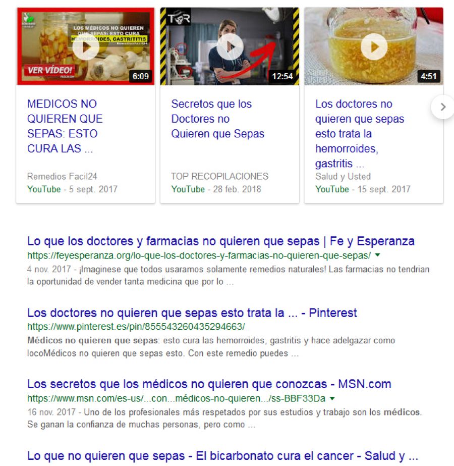 Bulos en internet sobre supuestas conspiraciones de medicos y farmacéuticas