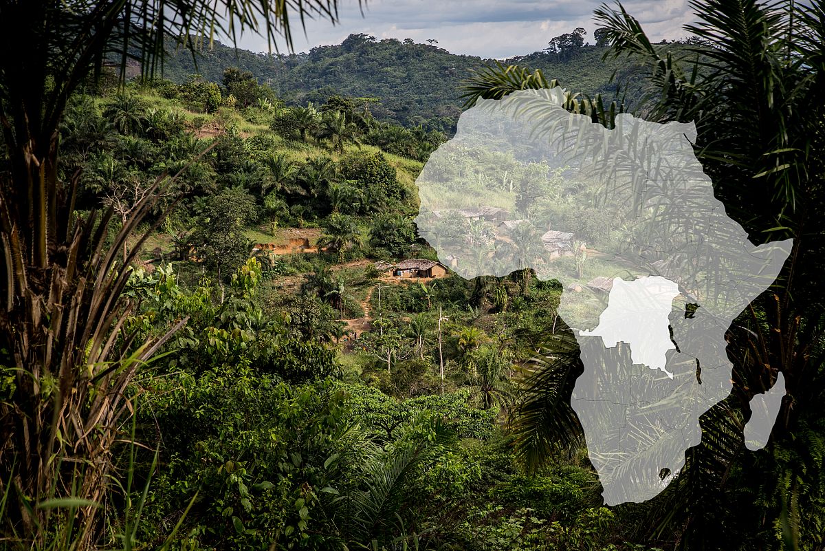 Plano general de una aldea del Congo, rodeada de vegetacin.