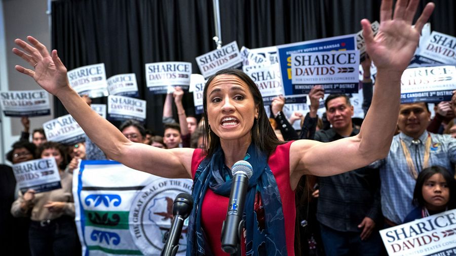 La candidata demócrata a la Cámara de Representantes de Kansas, Sharice Davids