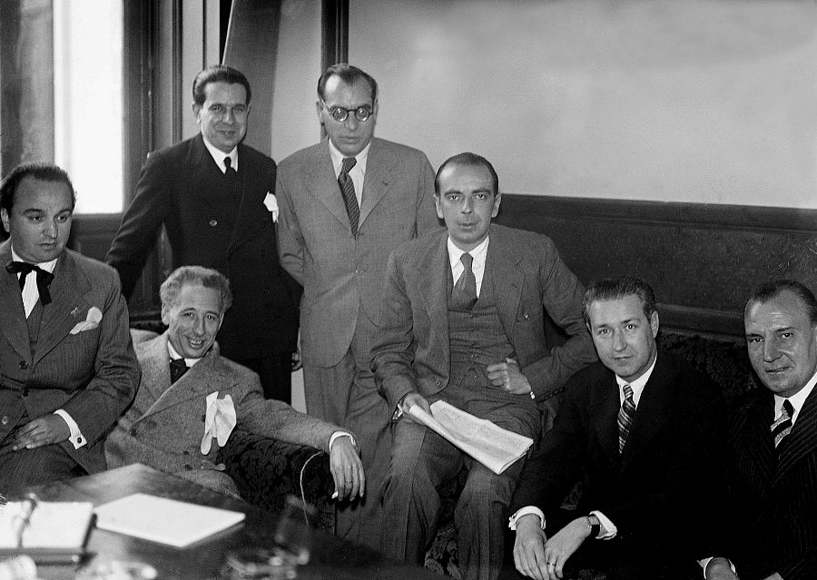 Los exmiembros de la Generalitat, con Lluis Companys, durante el juicio por la proclamación del Estado catalán en octubre de 1934.