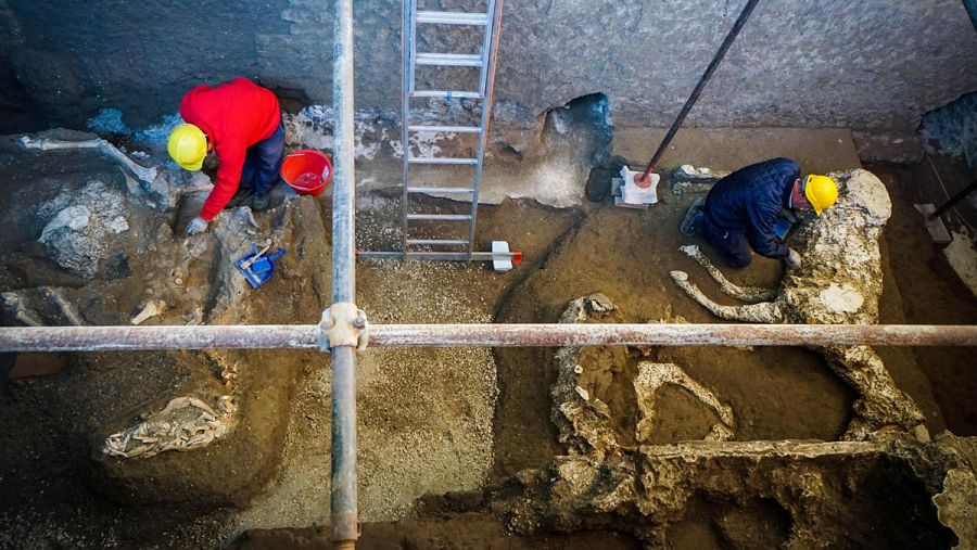 El antiguo establo de Pompeya donde han sido hallados los restos de los caballos