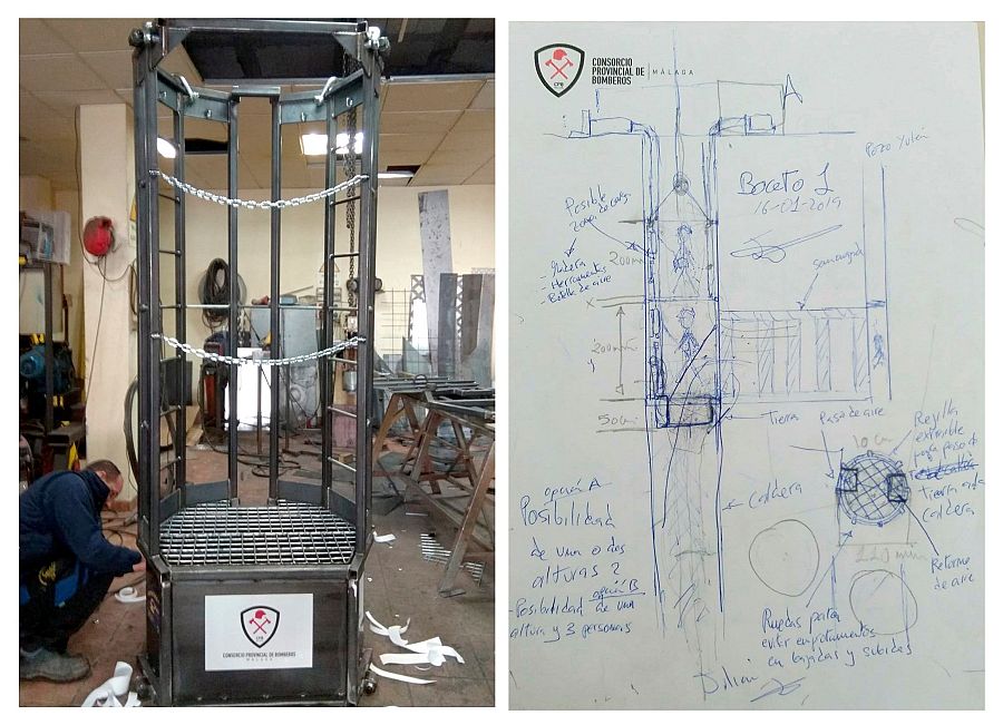 Cápsula de metal que será utilizada para intentar rescatar al pequeño Julen