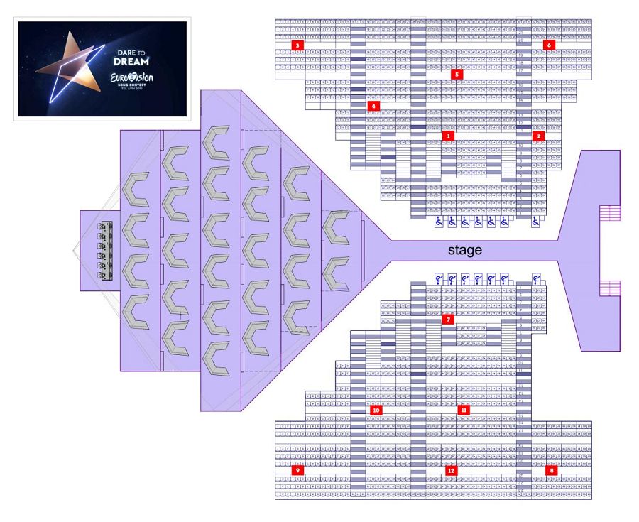 Plano de la Green Room, en el pabellón 1.