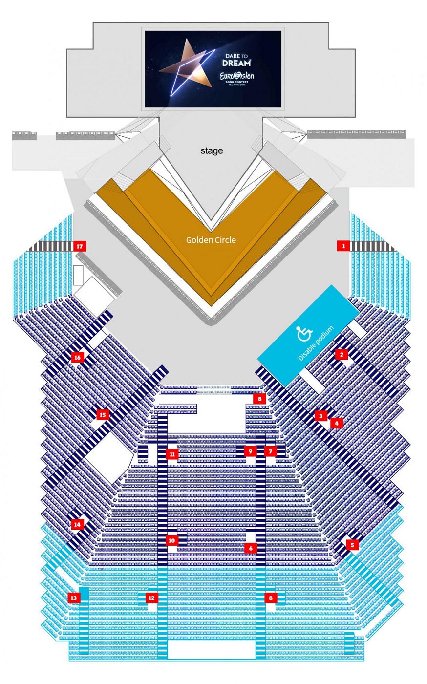 Plano del escenario principal, en el pabellón 2 de la EXPO de Tel Aviv.