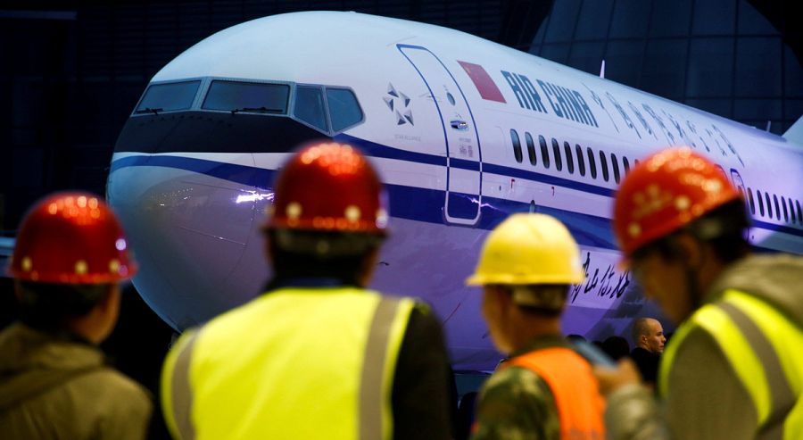 FILE PHOTO: Ceremony marking 1st delivery of Boeing 737 Max 8 airplane to Air China in Zhoushan
