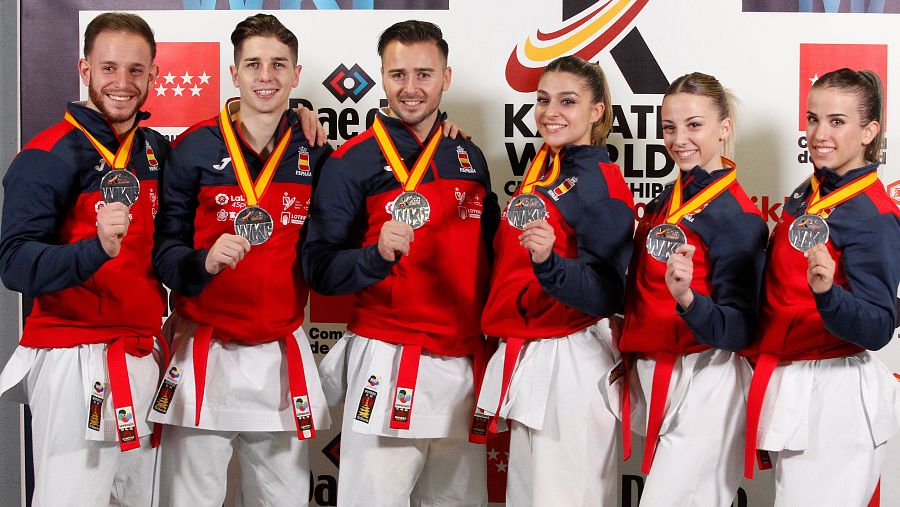 Equipo español masculino y femenino de kata, subcampeones del Mundo en Madrid 2018