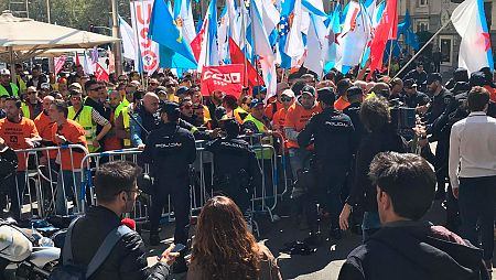 Imagen de la concentración de los trabajadores en el Congreso