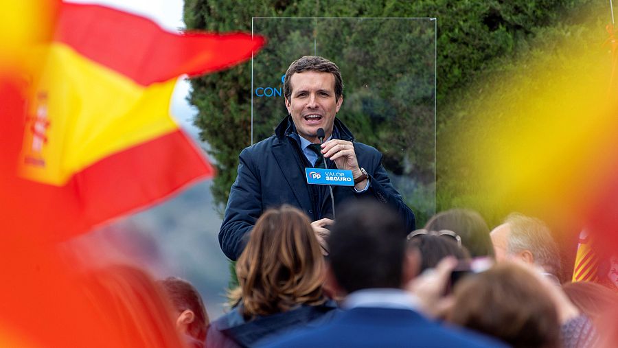 Pablo Casado en un mitin electoral en Toledo