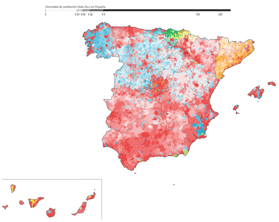 Mapa de los partidos más votados en cada municipio en 2016