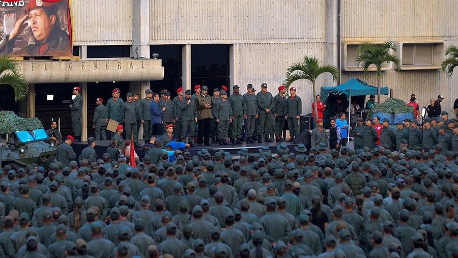 Imagen del acto de Nicolás Maduro con militares en Caracas.  EFE/PRENSA MIRAFLORES