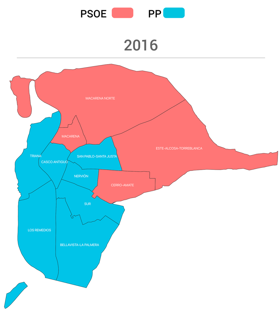 Partidos más votados en Sevilla capital en 2016