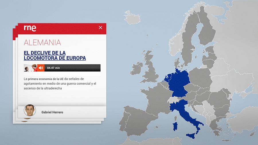 Mapa de corresponsales de RNE en la UE.