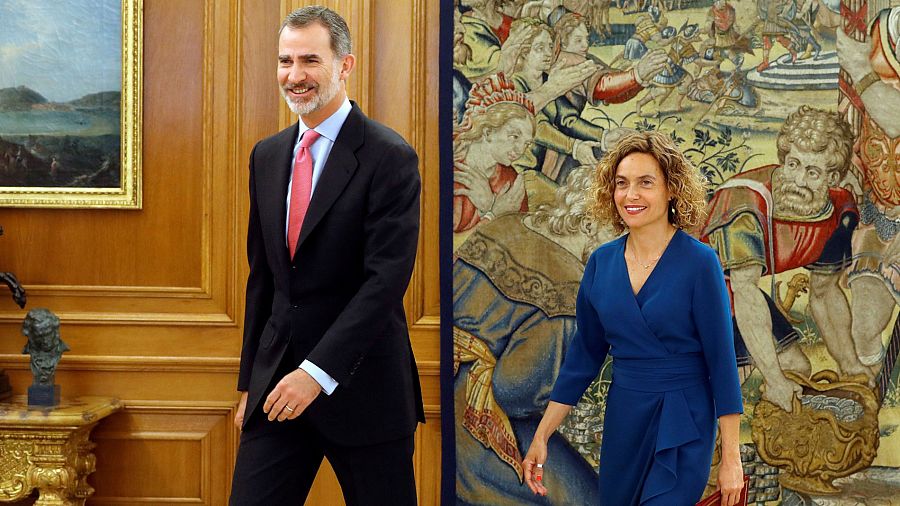 El rey Felipe VI recibe a la presidenta del Congreso Meritxell Batet en la Zarzuela