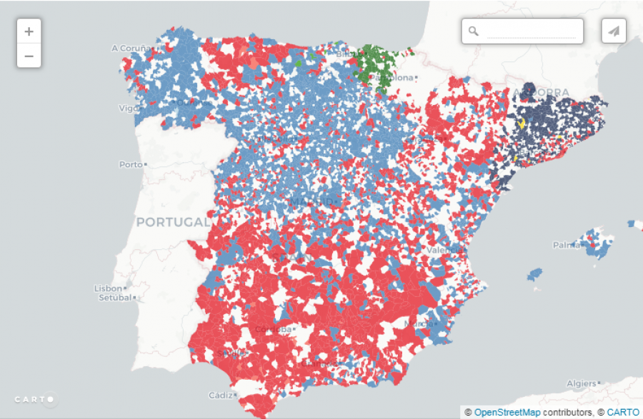 Mapa de fidelidad de voto por municipios de España