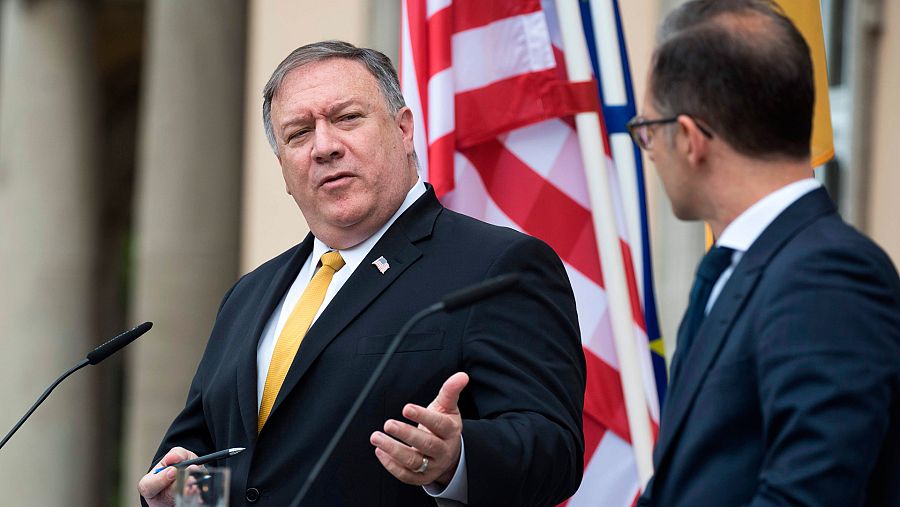 El secretario de Estado de EE.UU., Mike Pompeo, junto al ministro de Exteriores alemán, Heiko Maas