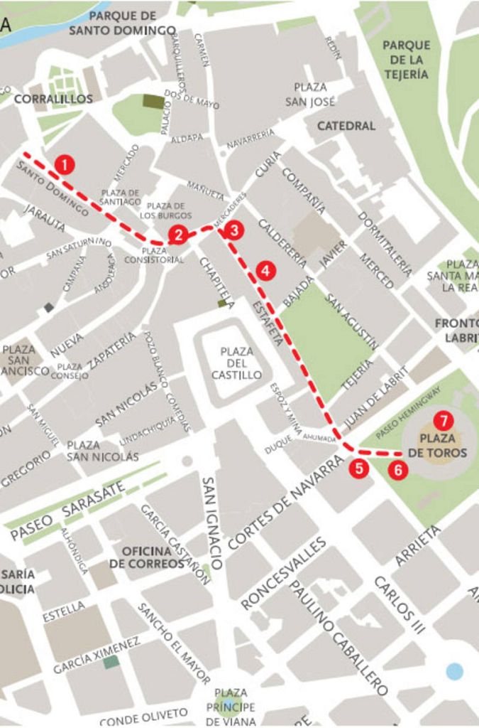 Recorrido de los encierros de Sanfermines