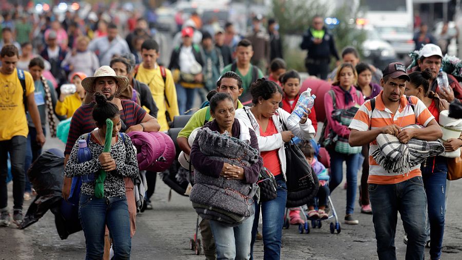 Una de las caravanas de centroamericanos a su paso por México camino de Estados Unidos en 2018.
