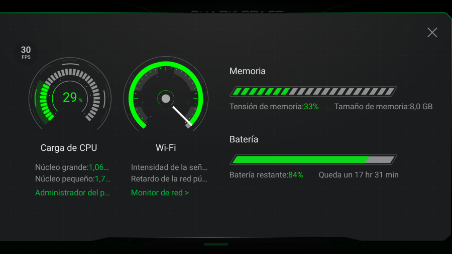 Con un toque en la pantalla podremos comprobar el estado del móvil