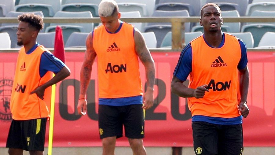 Paul Pogba, entrenando con el Manchester United.