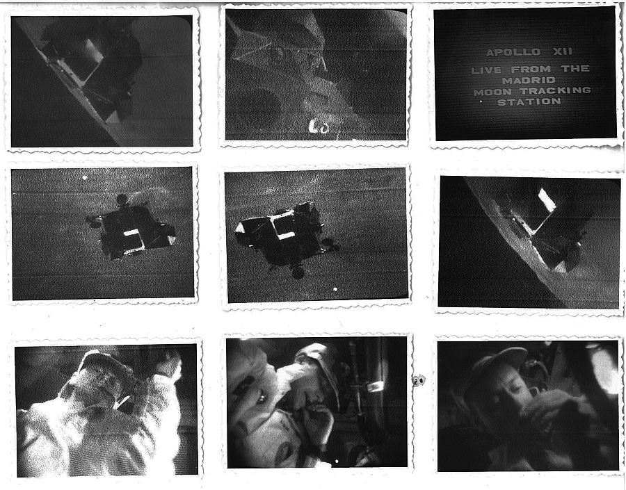 Fotos hechas por Saadia Levy del seguimiento del regreso de Apolo 12, que alunizó el 19 de noviembre de 1969, a través de los monitores de SSTV.