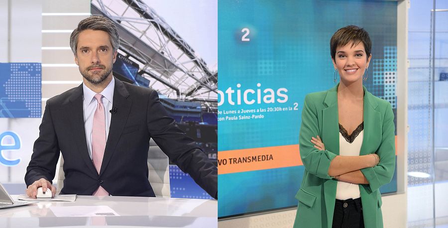 Carlos Franganillo y Paula Sainz Pardo, presentadora de 'La 2 Noticias'