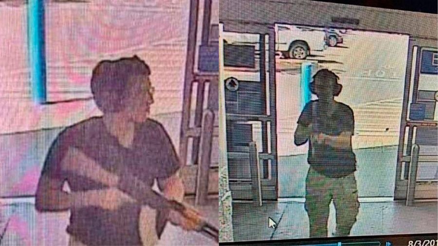 Imagen de circuito cerrado de televisión obtenida por el canal de noticias KTSM 9 en la que se ve al pistolero identificado como Patrick Crusius.