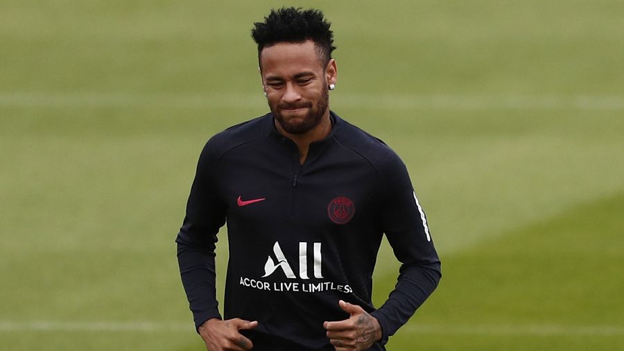 Neymar, en el entrenamiento del PSG