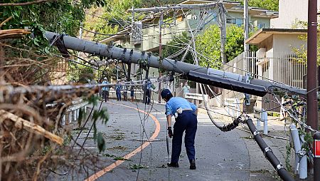 Daños causados por el tifón en Kamakura