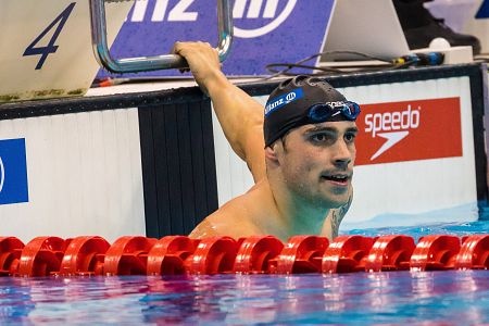 Toni Ponce, al acabar una carrera en la piscina del Mundial de Londres