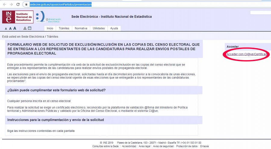 Página del INE para darse de baja del servicio de propaganda electoral