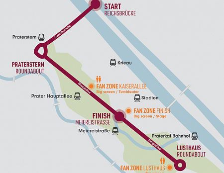 Plano del recorrido del maratón 'INEOS159' en Viena