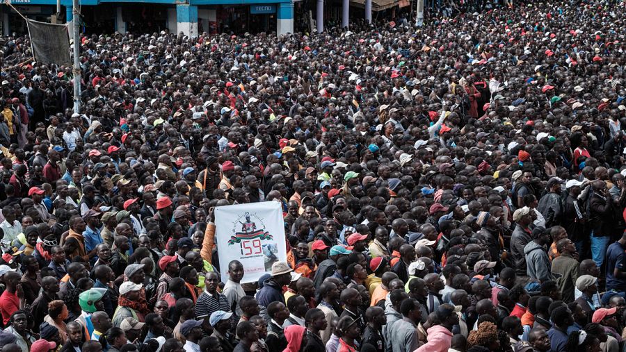 Imagen de una plaza de Nairobi donde se ha visto y celebrado la maratón de Kipchoge