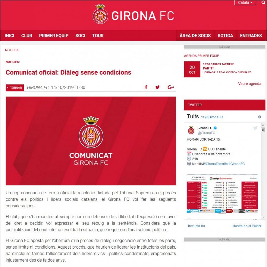 Comunicat FC Girona