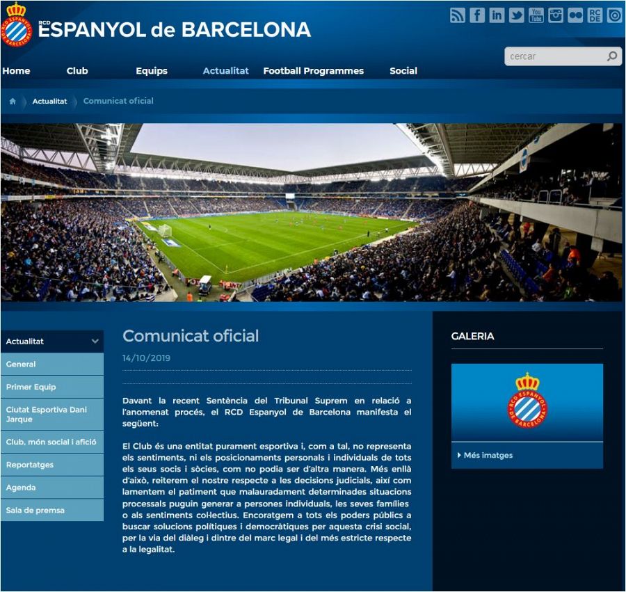 Comunicat de l'Espanyol FC