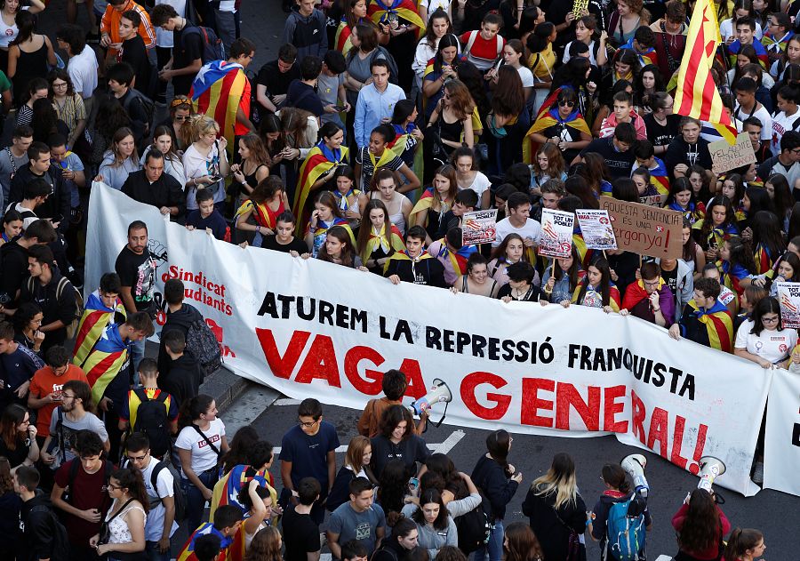 Protesta estudiantil en Barcelona