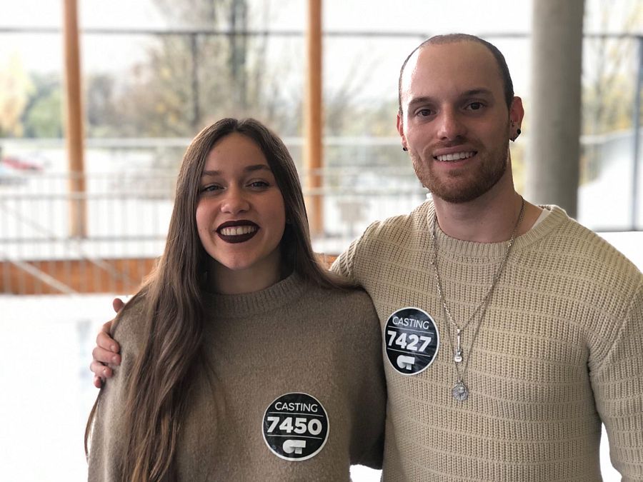 Eva y Adrián, seleccionados del primer grupo en la Fase 2 del casting OT 2020 en Santiago de Compostela