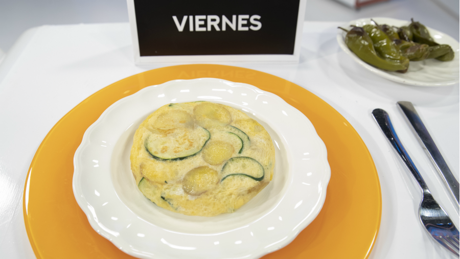 Tortilla de patata, cebolla y calabacín al micro.