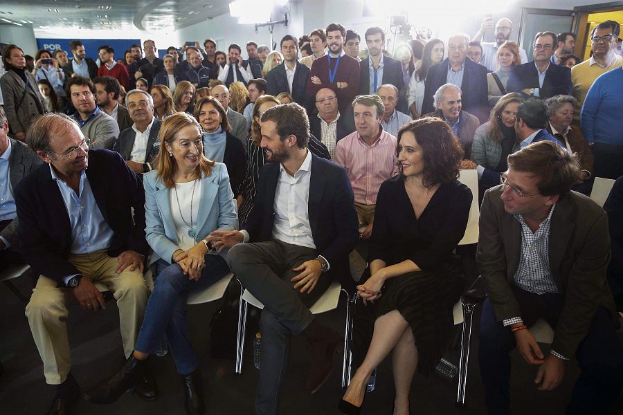 El presidente del PP, Pablo Casado, clausura un acto en Madrid