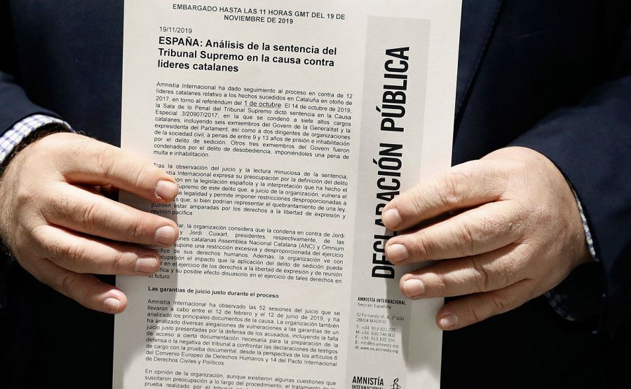 Informe de Amnistía Internacional sobre el juicio a los líderes del 'procés'