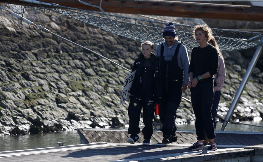 Greta desembarca en el puerto de Lisboa