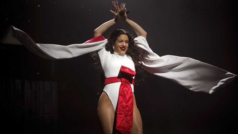 Rosalía, durante su concierto este martes en Madrid