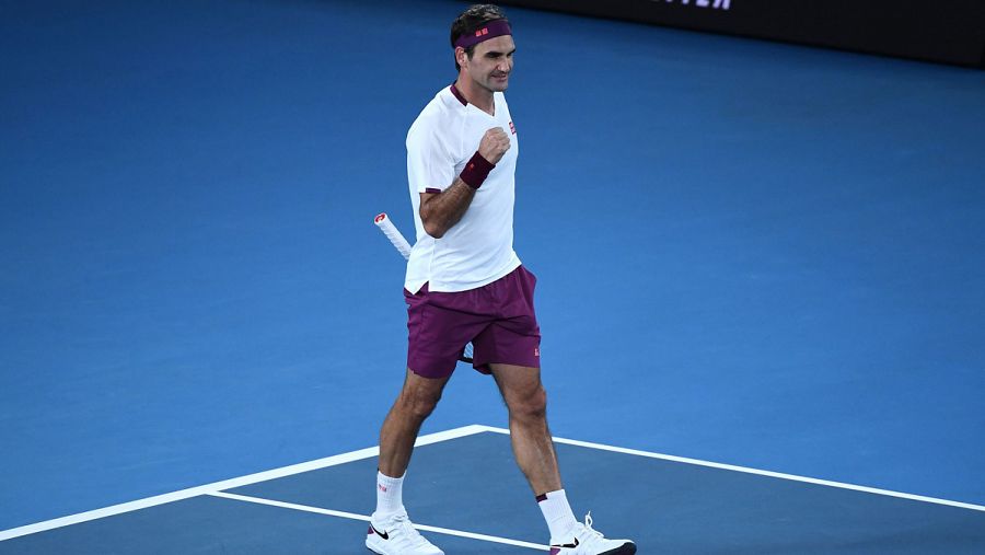 Roger Federer celebra su victoria