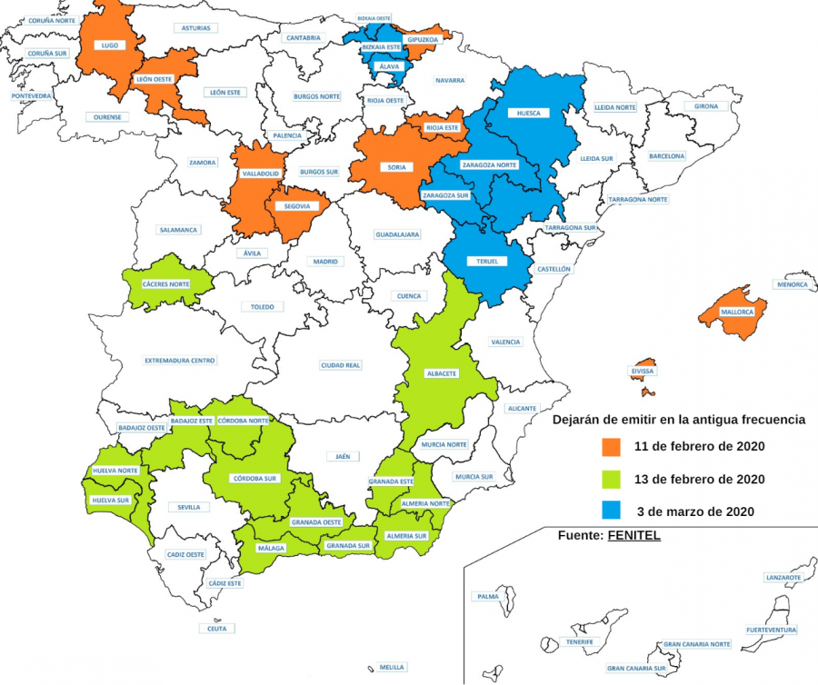 Mapa de frecuencias de la TDT